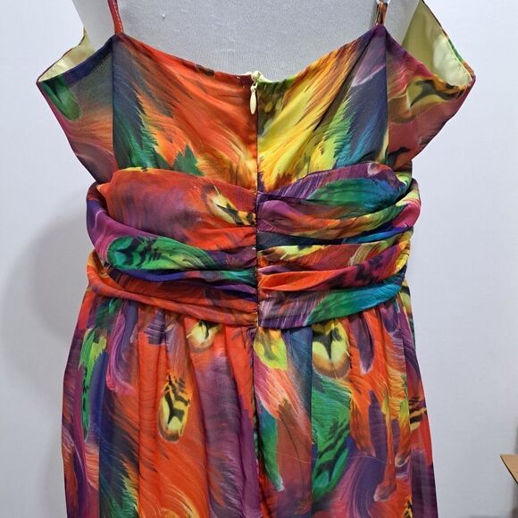 Goragal Summer Print Cutout Slip Long Boho Maxi Dress Orange Multi Color 2XL - Picture 14 of 17